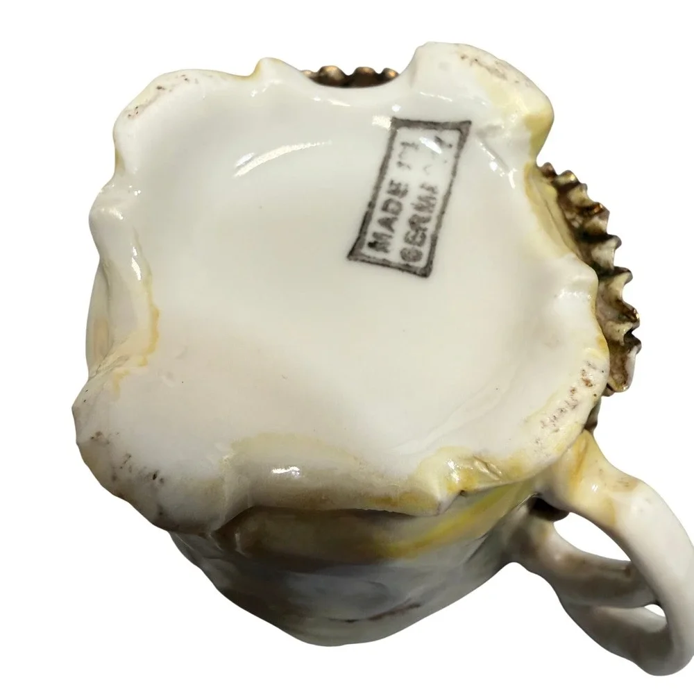 Antique German Porcelain Butterfly Teacup 3D Applied Gilt Luster Made in Germany